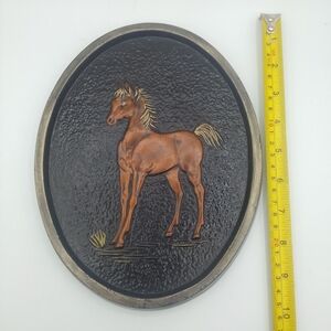 Hand Painted Ceramic Oval Plaque with Horse Design